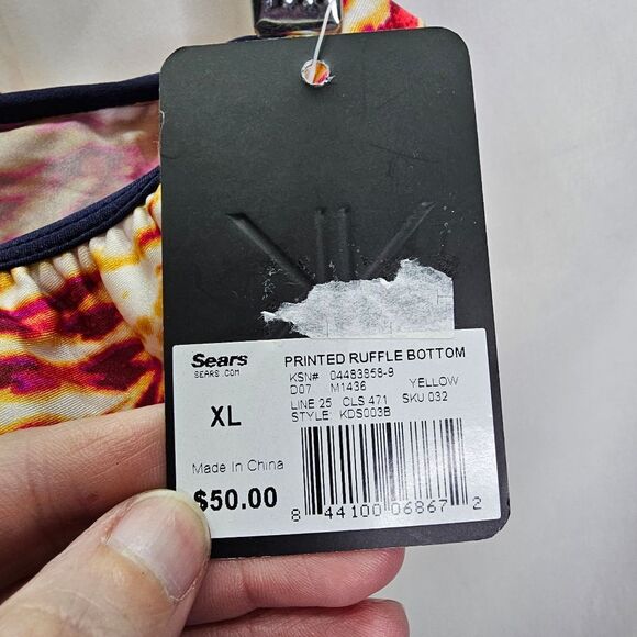 Kardashian Kollection Red and Yellow Ruffle Trim Bikini Bottoms Size XL - Picture 5 of 7